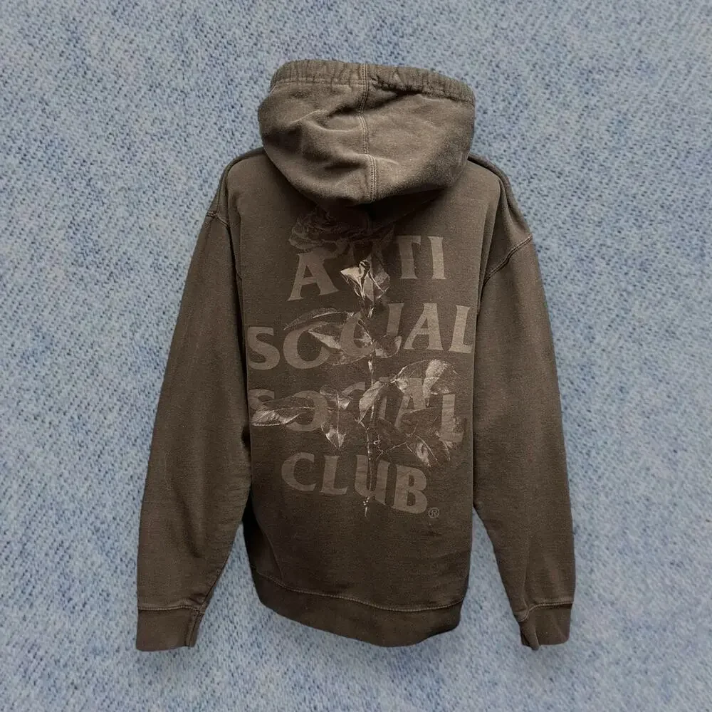 Anti Social Social Club Men’s Hoodie - Black with Floral Back Graphic, Size M